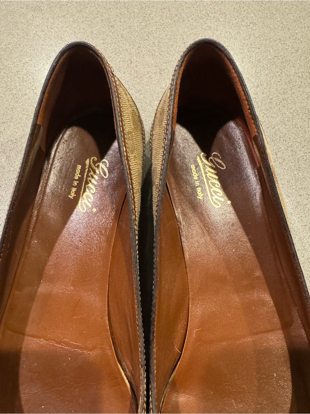 Gucci Bamboo Horsebit Monogram Beige Flats with box and dust covers - Picture 3 of 11